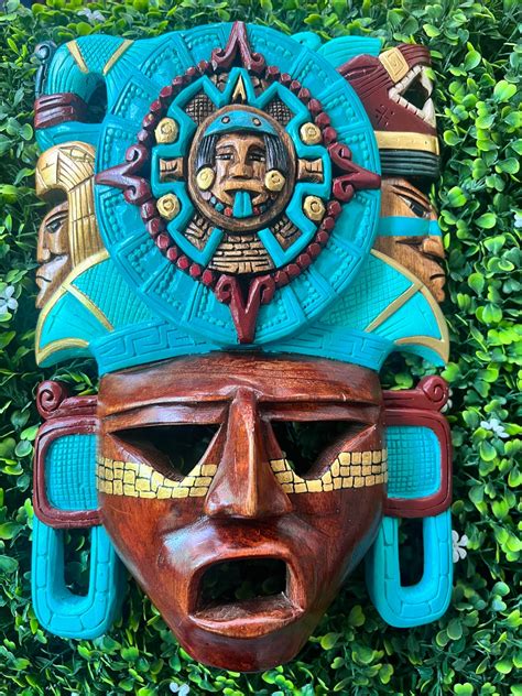 Mayan Aztec Jaguar Serpent Warrior Cedar Mask Single Piece Of Hand