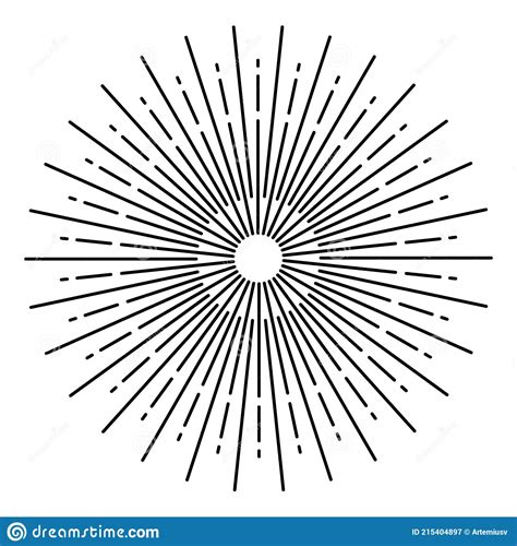 Sun Rays Hand Drawn Linear Drawing Vector Stock Vector Illustration