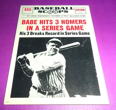 1961 Nu Card Scoops Set Break Babe Ruth Yankees HOF Hits 3 Homers 455