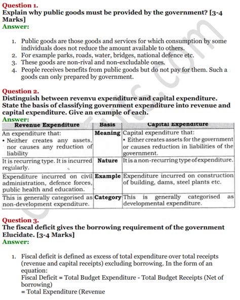 Ncert Solutions For Class 12 Macro Economics Chapter 8 Government Budget And The Economy Cbse Tuts