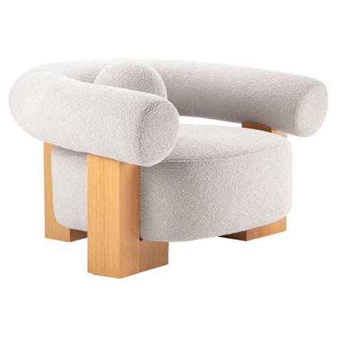 Contemporary Modern Cassete Armchair In Zumirez Moonbeam Fabric By