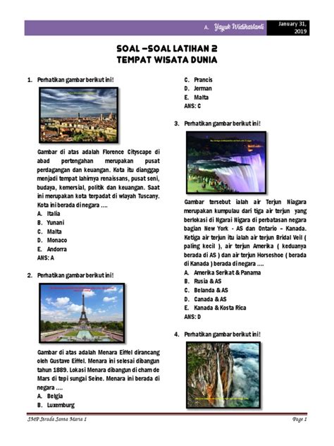 Contoh Soal Model Akm Pilihan Ganda And Jawaban Daerah Wisata Dunia 2