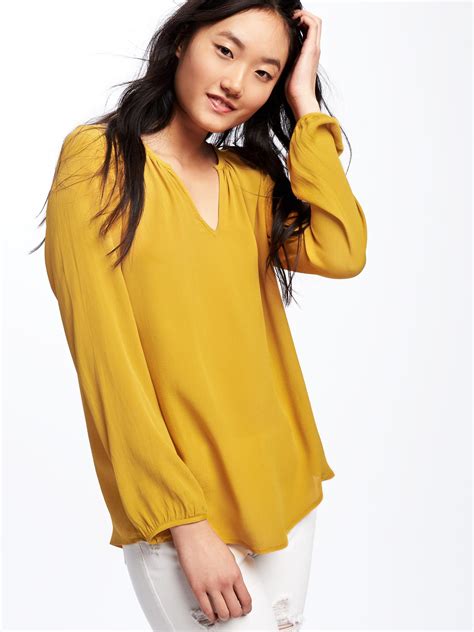 Crepe Split Neck Blouse For Women Old Navy