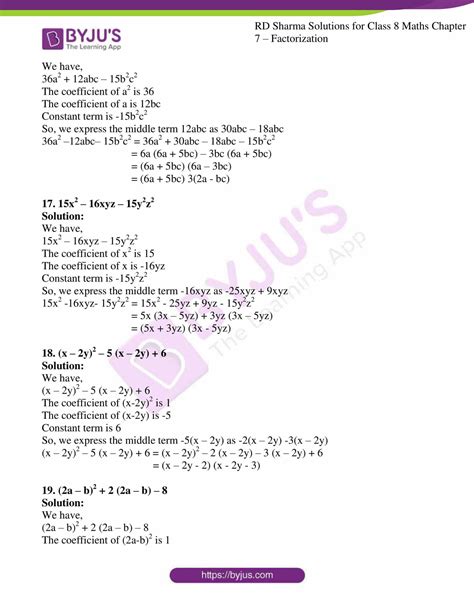 Rd Sharma Solutions For Class Chapter Factorization Exercise