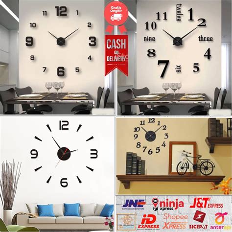 Jual Cod Kirim Instant Jam Dinding Tempel Diy Analog D Giant Wall