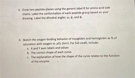 Solved Draw Two Peptide Planes Using The Generic Label R Chegg