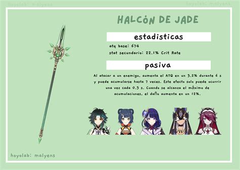 Guía de arma Halcón de Jade Genshin Impact HoYoLAB