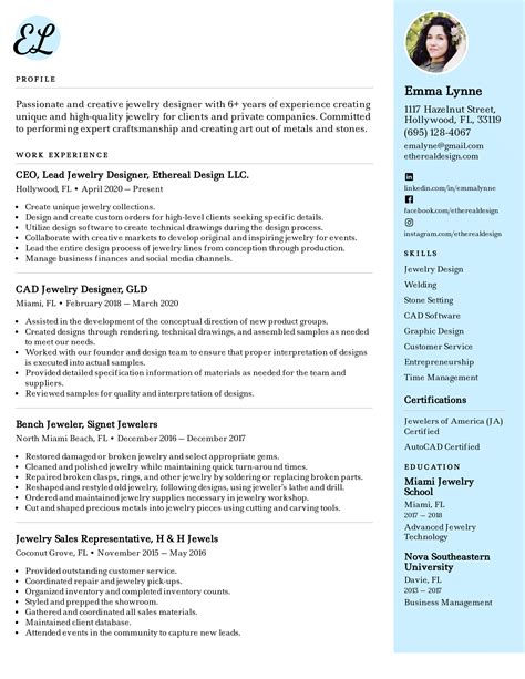 Jewelry Designer Resume Example And Writing Tips For 2022