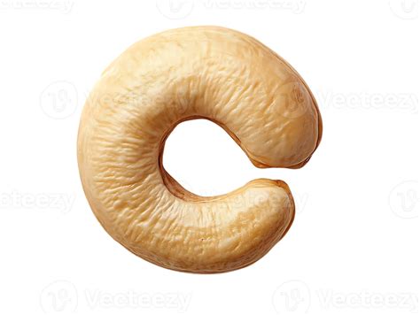 Cashew Nut With Transparent Background Isolated On Black Single Nut