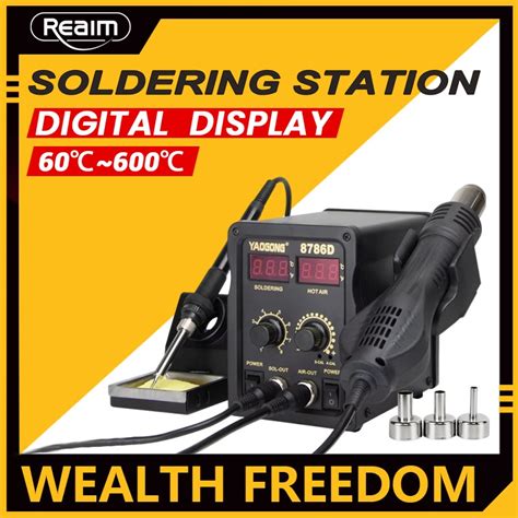 Reaim Soldering Station In Portable Hot Air Handle Bga Smd Rework Adjustable Digtal Lcd