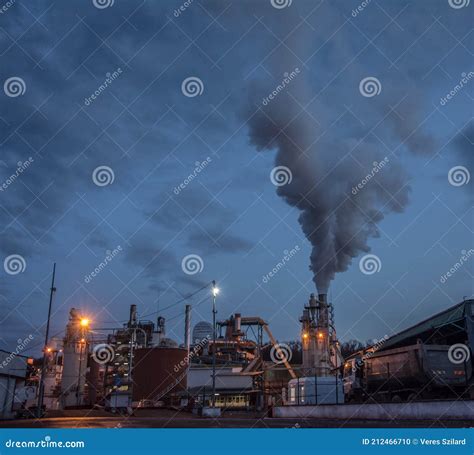 Air Pollution From Power Plant Chimneys Dirty Smoke On The Sky