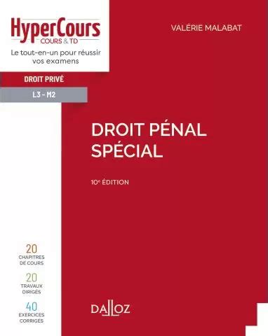 Droit pénal spécial HyperCours 10 2022 10e édition livre