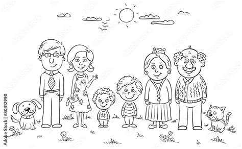 Big happy family Stock-Vektorgrafik | Adobe Stock