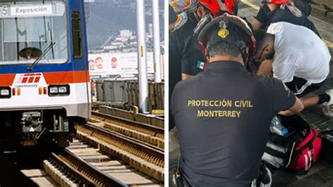 Hombre se lanza a las vías del metro de Monterrey resulta atropellado