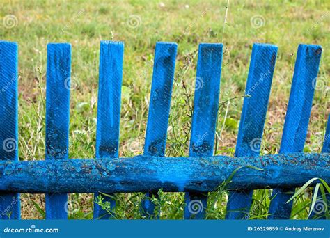 Blue fence stock image. Image of blue, fence, grass, boards - 26329859