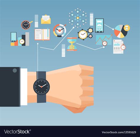 Time Management Concept Flat Composition Poster Vector Image