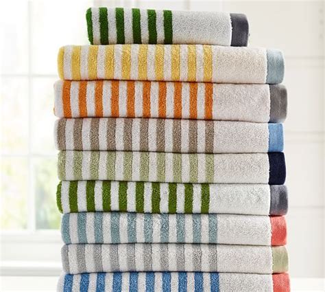 Marlo Stripe Organic Bath Towels Pottery Barn