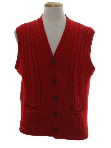 Vintage Jantzen 1970s Sweater 70s Jantzen Mens Red Wool Blend Classic Style Sweater Vest