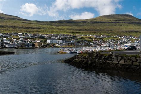 Klaksvik Harbour with Houses and Boats on Faroe Islands Stock Photo ...