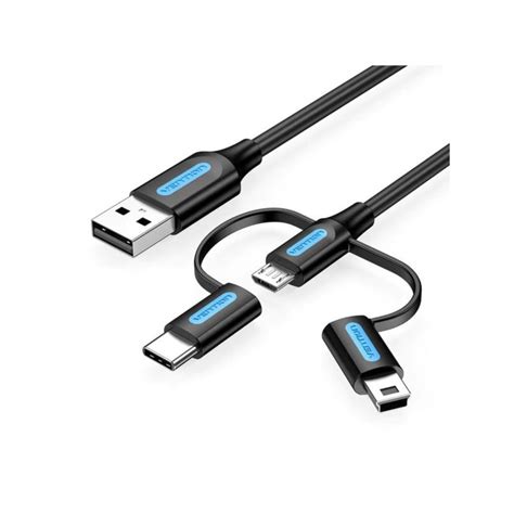 Vention Usb 2 0 A Male To 3 In 1 Micro B Usb C Mini B Male Cable 0 5m Black Uzi Shop