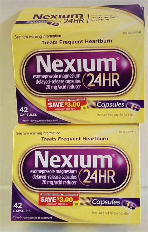 Nexium 24hr Heartburn Treatment 42 Capsules Each Lot Of 2 Exp 05