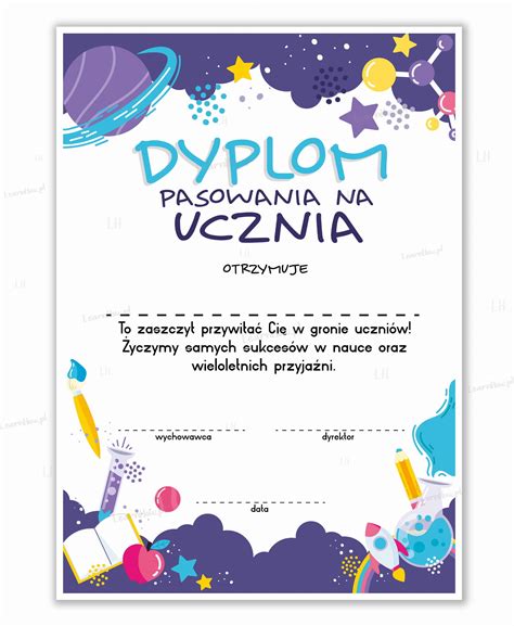 Dyplom Pasowania Na Ucznia Kosmos Learnhow