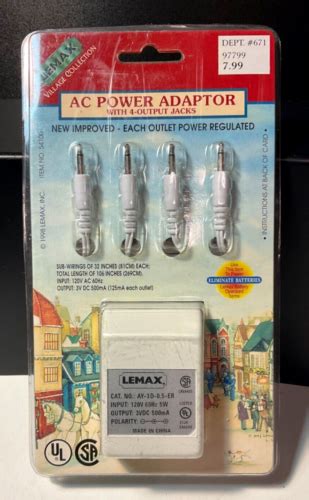 Vtg Lemax Ac Power Adapter Output Jacks Item New Improved