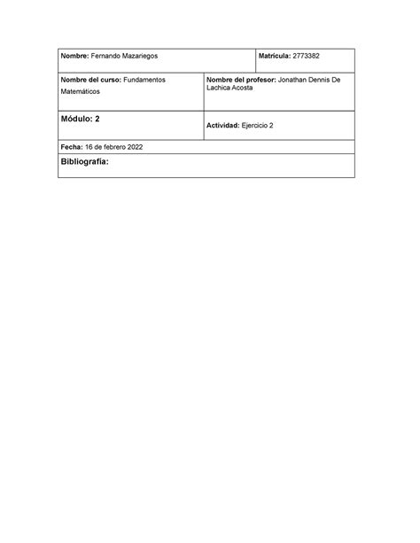 Ejercicio Aplicacion De Integrales Fundamentos Matematicos Nombre