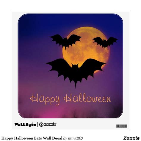 Happy Halloween Bats Wall Decal | Zazzle