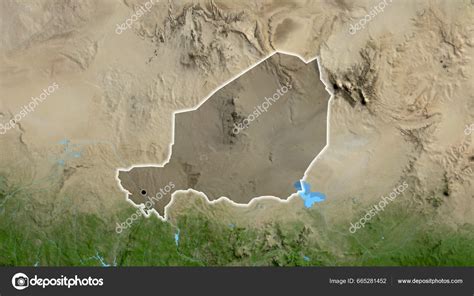 Close Niger Border Area Highlighting Dark Overlay Satellite Map Capital ...