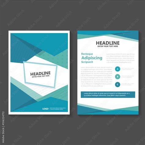 Blue Vector Leaflet Brochure Flyer Template Design Book Cover Layout Design Abstract Blue