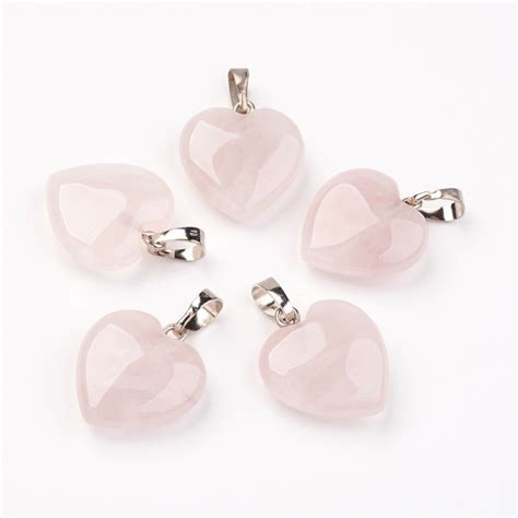 Dije de piedra natural corazón cuarzo rosa 20mm Victor Gemas