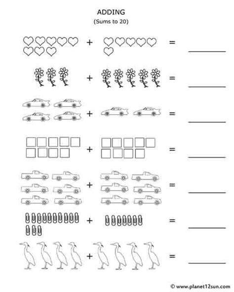 Adding With Sums To 20 Worksheets