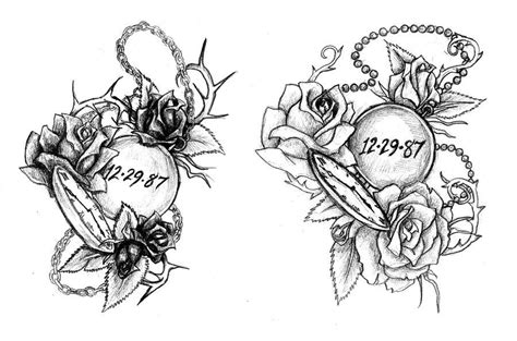 Pocket Watch Memorial Tattoo Design