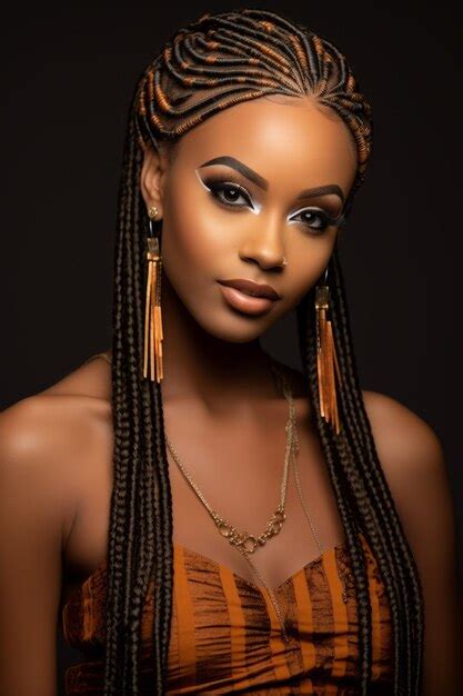 Premium Photo Portrait Of A Beautiful African Woman With Long Braided