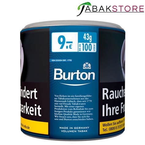 Burton Blue Volumentabak Mit 43 Gr Inhalt Zu 9 95 Euro