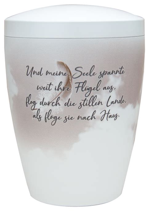 Bio Urne In Mattem Weiss Mit Spruch Und Meine Seele Spannte Weit Ihre