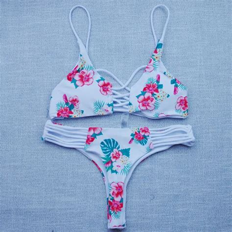 Women Micro Thong Bikini Set Swimsuit Brazilian Sexy Mini Print