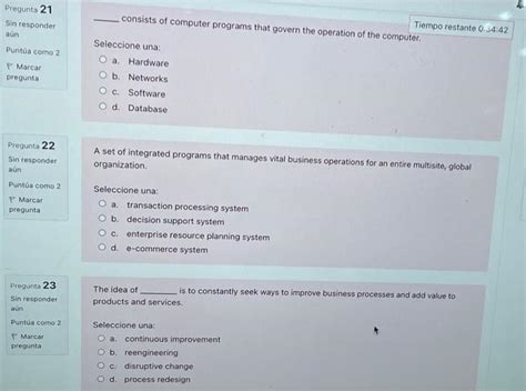 Solved Pregunta Sin Responder A N Tiempo Restante Chegg