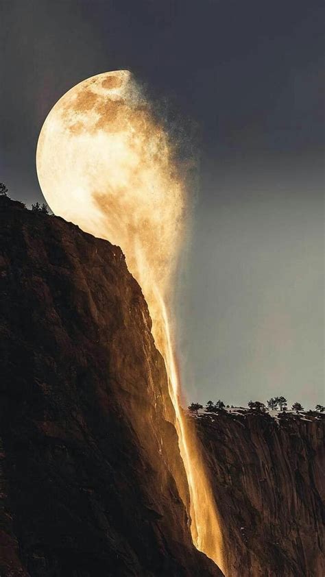 Moon Waterfall Waterfalls HD Phone Wallpaper Peakpx