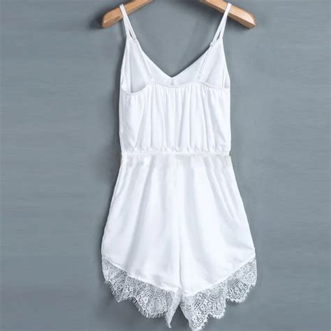 Women Strap Sleeveless Lace Chiffon Party Jumpsuit Rompers Playsuit In