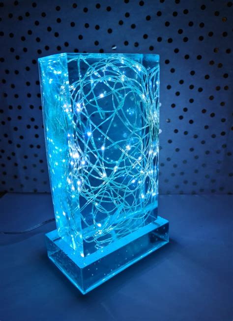 Blue Epoxy Resin Led Light Epoxy Resin Lamp Sensory Lights Etsy