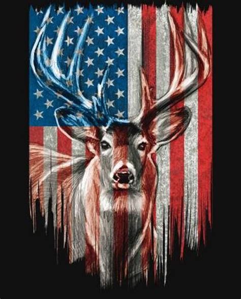 American Flag Deer Skull Wallpaper ~ Patriotic Deer Panel By David Textiles Exactwall