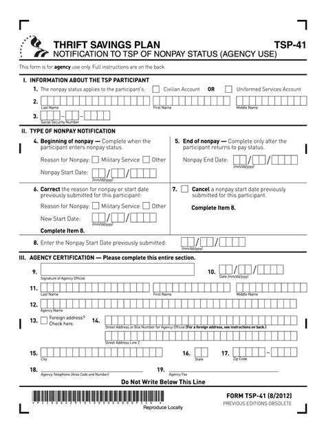 Tsp 41 Fillable Form Printable Forms Free Online