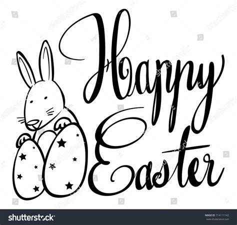 Happy Easter Poster Bunny Egg Illustration Stock Vector Royalty Free