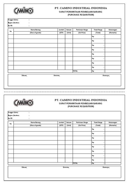 Form Permintaan Pembelian Barang Rev 0 Pdf