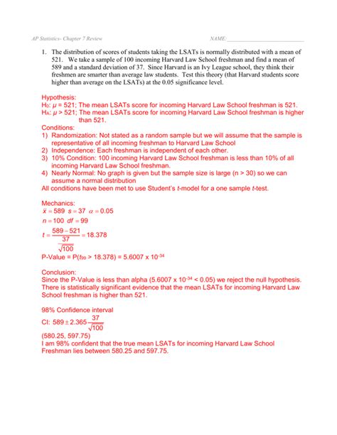 Ap Stats Chapter Test Answers