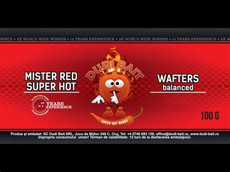 Hookbaits Bouillette Mister Red Dur Super Hot Wafters Dudi Bait France