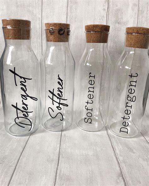 Personalised 1l Glass Laundry Bottles With Cork Lid Etsy Uk