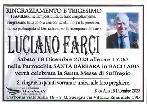 Funerali E Annunci Funebri A Luciano Farci Funer24